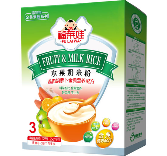 福萊娃雞肉胡蘿卜金典水果奶米粉3段