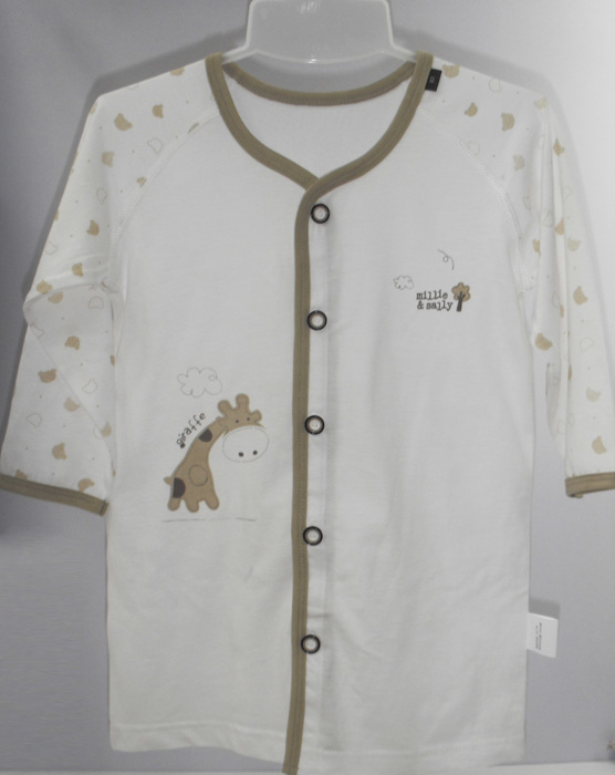 娃愛(ài)的蓓蓓駝色邊開(kāi)衫純棉上衣