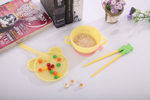 樂(lè)米樂(lè)黃色小熊防滑碗套裝