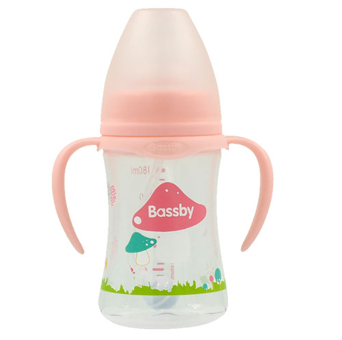 貝斯比寬口弧形PP自動(dòng)奶瓶180ml紅色