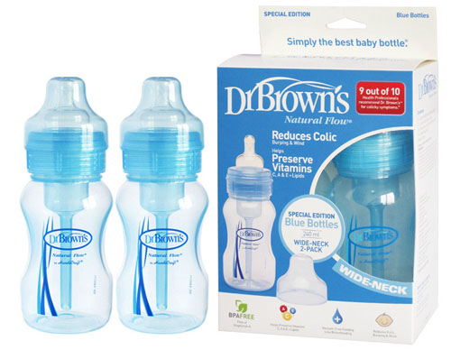 布朗博士彩色寬口PP奶瓶對裝藍色