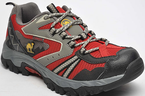 駱駝兒童登山鞋灰?jiàn)A紅色