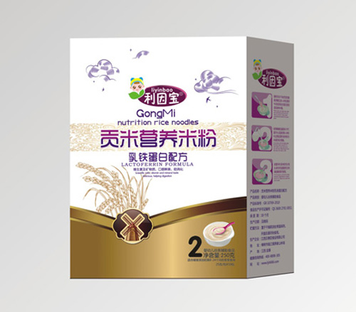 利因?qū)毴殍F蛋白貢米營養(yǎng)米粉2段盒裝