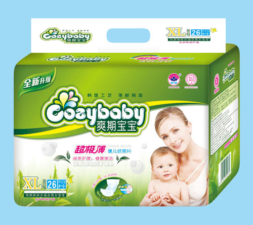 爽期寶寶超級(jí)薄茶葉yinge紙尿片XL碼