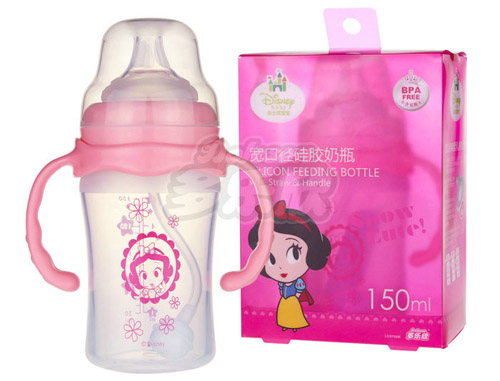迪士尼寶寶寬口徑手柄吸管硅膠奶瓶(小號(hào))150ml