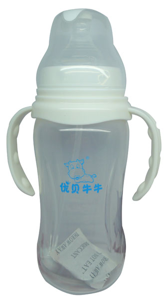 優(yōu)貝牛牛白色寬口雙柄全自動(dòng)PP奶瓶210ml