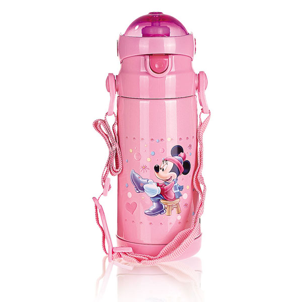 貝樂嘉粉色米老鼠實(shí)用型卡通保溫水壺