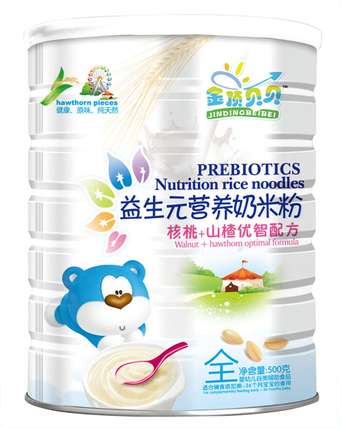金頂貝貝核桃+山楂優(yōu)智配方益生元奶米粉聽裝