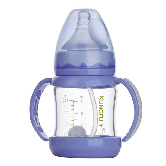 功夫寶貝晶鉆玻璃寬口防摔自動小奶瓶