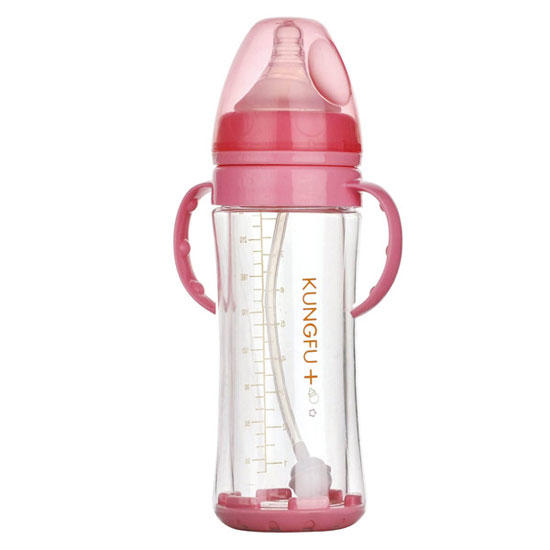 功夫?qū)氊惥с@玻璃寬口防摔自動(dòng)小奶瓶紅色