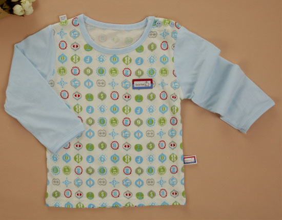 金色小魚(yú)純棉素色單面數(shù)字肩開(kāi)衫