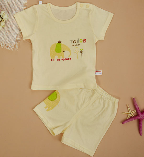 金色小魚(yú)純棉素色單面大象束口短袖肩開(kāi)套