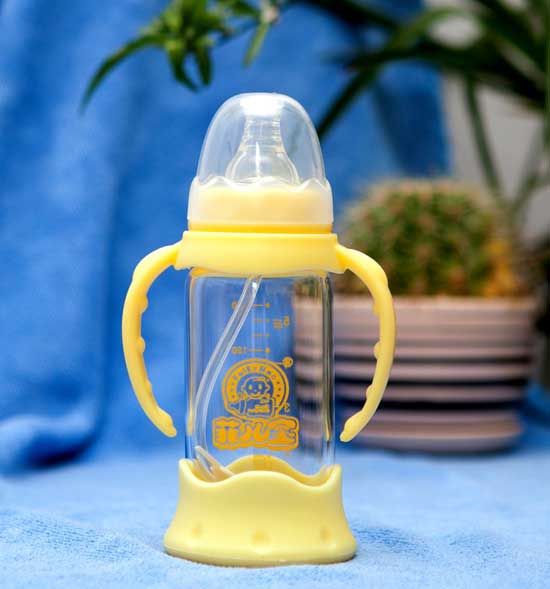 菲兒寶150毫升標口晶鉆防爆防脹氣玻璃奶瓶(黃)
