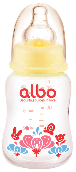 愛樂寶120ml標(biāo)口PP初生奶瓶黃花