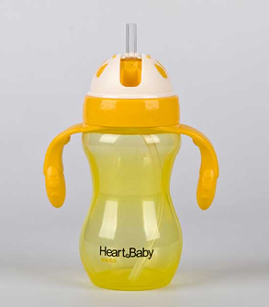 亨特貝貝PP吸管杯360ml手柄黃色