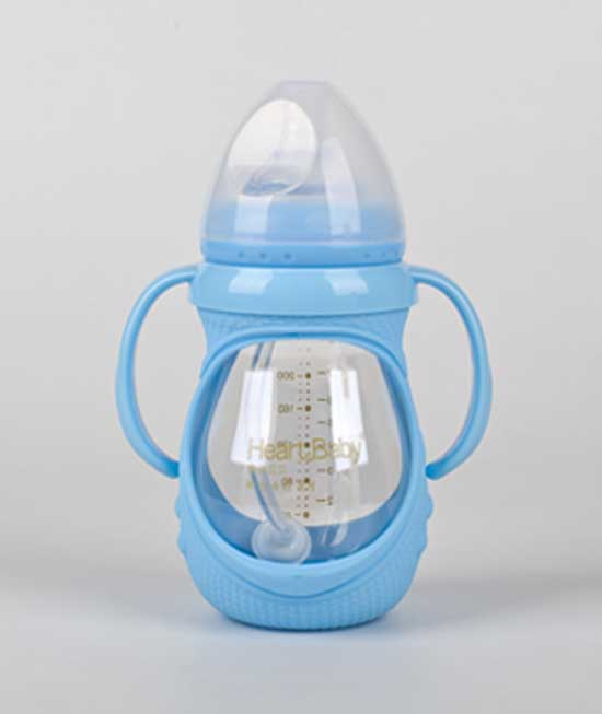 亨特貝貝玻璃防摔奶瓶260ml藍(lán)色