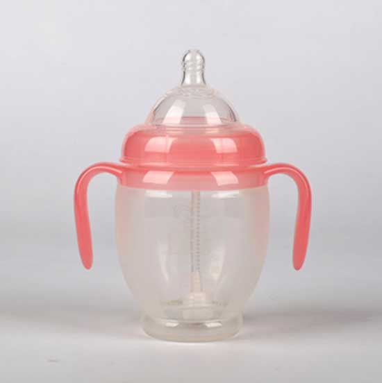 亨特貝貝廣口硅膠奶瓶300ml帶手把