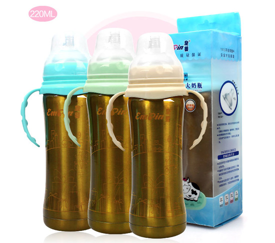 皇嬰寬口不銹鋼恒溫自動(dòng)奶瓶220ML