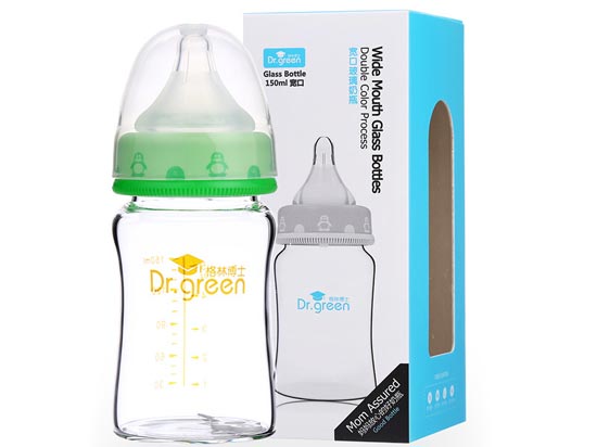 格林博士寬口玻璃奶瓶150ML綠色