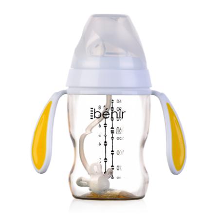 清素250ml寬口自動(dòng)PPSU奶瓶配變流量奶嘴-黃色