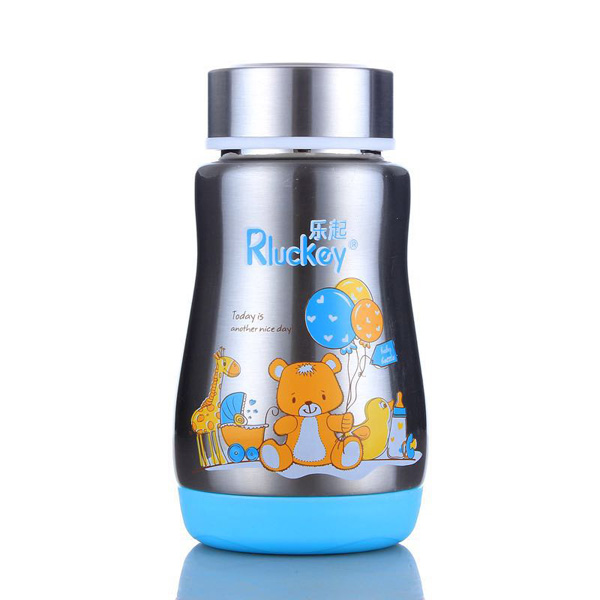 樂起不銹鋼保溫奶瓶 藍(lán)色無(wú)柄