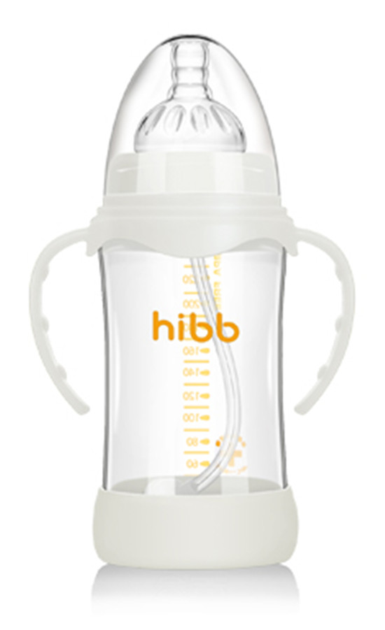 浩一貝貝防摔自動玻璃奶瓶白色240ml