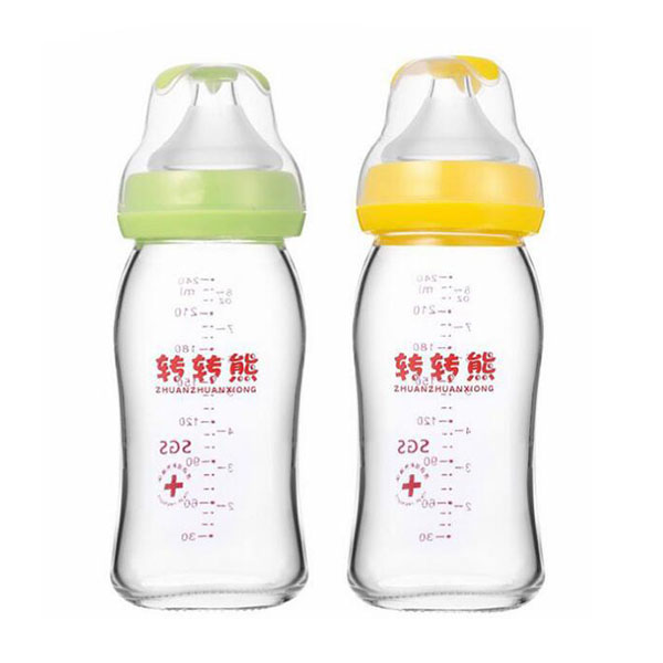 轉(zhuǎn)轉(zhuǎn)熊鈦金玻璃奶瓶 寬口徑抗摔奶瓶240ML