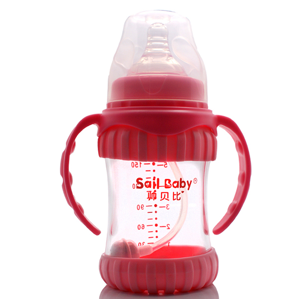 帥貝比奶瓶180ML感溫-紅