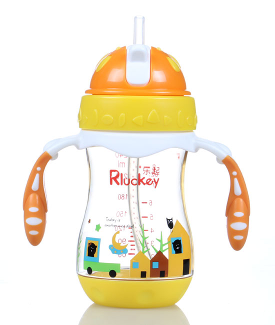 樂(lè)起PPSU帶吸管水壺240ml橙色