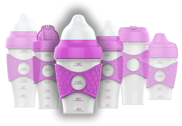 綠糖生活紫色水晶奶瓶180ml