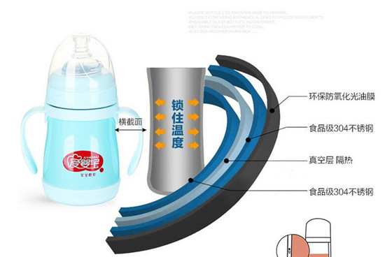 愛嬰寶寬口不銹鋼保溫奶瓶160ml