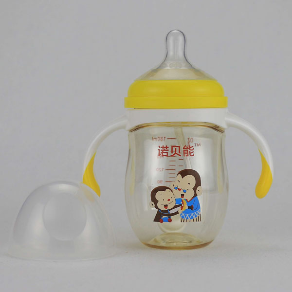 諾貝能yingye奶瓶帶柄黃色