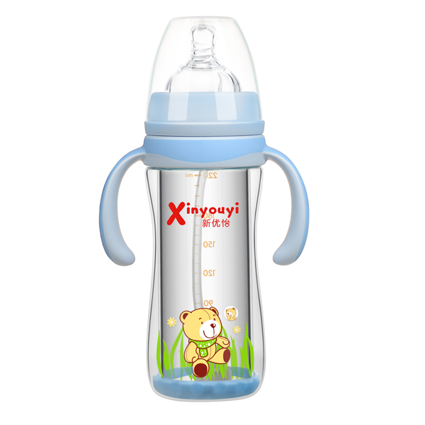 新優(yōu)怡雙層防爆玻璃奶瓶220ml 藍(lán)色