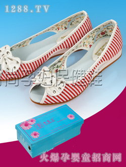 倩百合夏季紅白條紋yunf鞋