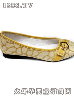 倩百合黃色斑紋帶扣帶yunf鞋