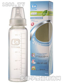 樂(lè)樂(lè)寶貝250ml標(biāo)準(zhǔn)口徑晶鉆玻璃奶瓶