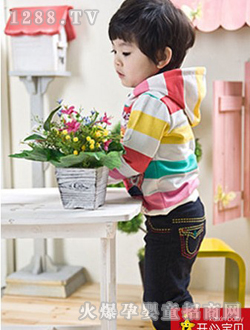 開(kāi)心寶貝條紋童裝