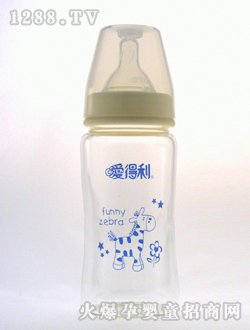 寬口晶鉆玻璃奶瓶240mL藍色