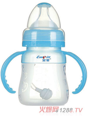 皇嬰寬口硅膠自動奶瓶150ml藍(lán)色