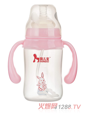 孩兒寶粉色寬口圓弧自動PP奶瓶240ml