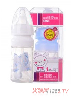 矽利康液體硅膠奶瓶80ml白色