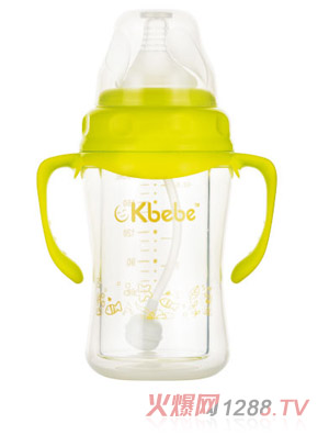 okbebe寬口徑雙層安全防摔玻璃奶瓶A-1077