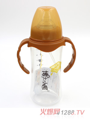 博士小帽PP有柄自然親子寬口自動奶瓶300ml橙色