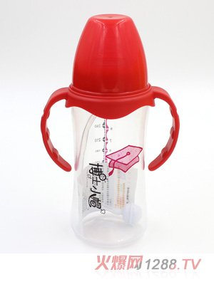 博士小帽P(pán)P有柄自然親子寬口自動(dòng)奶瓶300ml紅色