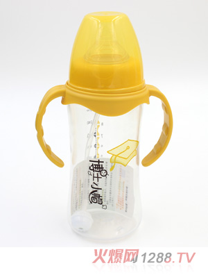 博士小帽P(pán)P有柄自然親子寬口自動(dòng)奶瓶300ml黃色