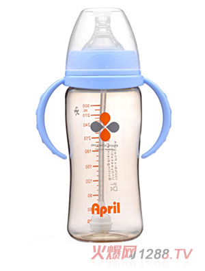 愛普麗PPSU寬口弧形奶瓶300ml藍(lán)色
