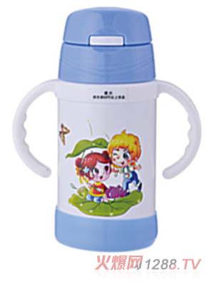 天使貝貝帶手柄兒童水杯白色