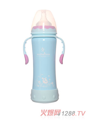 媽咪樹寬口帶底座不銹鋼奶瓶220ml