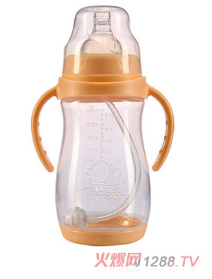 倍喜寬口弧形PP奶瓶300ML（杏色）