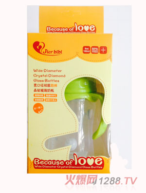 JIERBTBT180ml晶鉆玻璃奶瓶